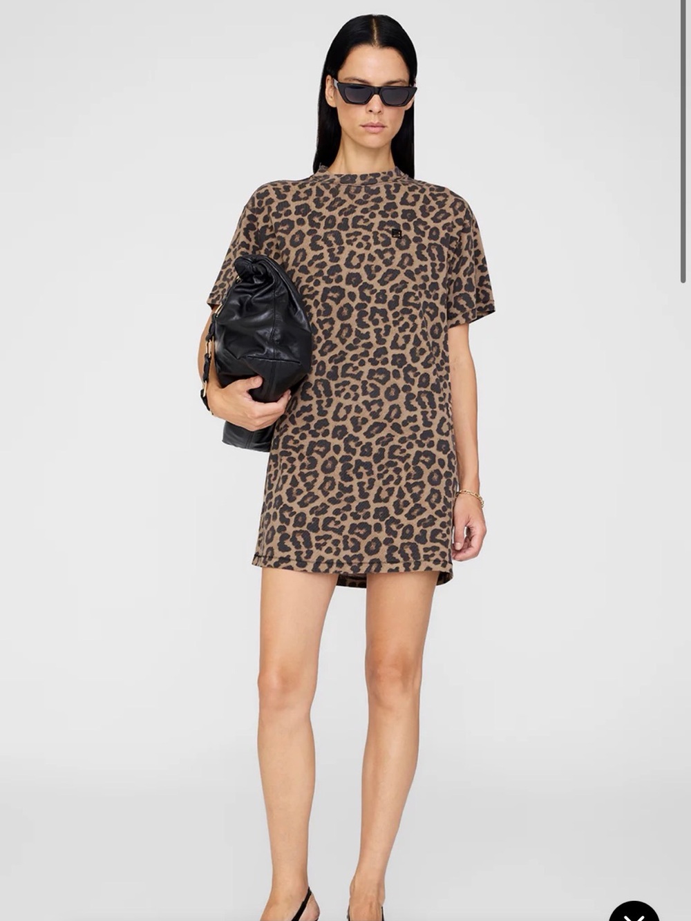 Anine Bing Beth Mini Dress in Black & Brown Leopard